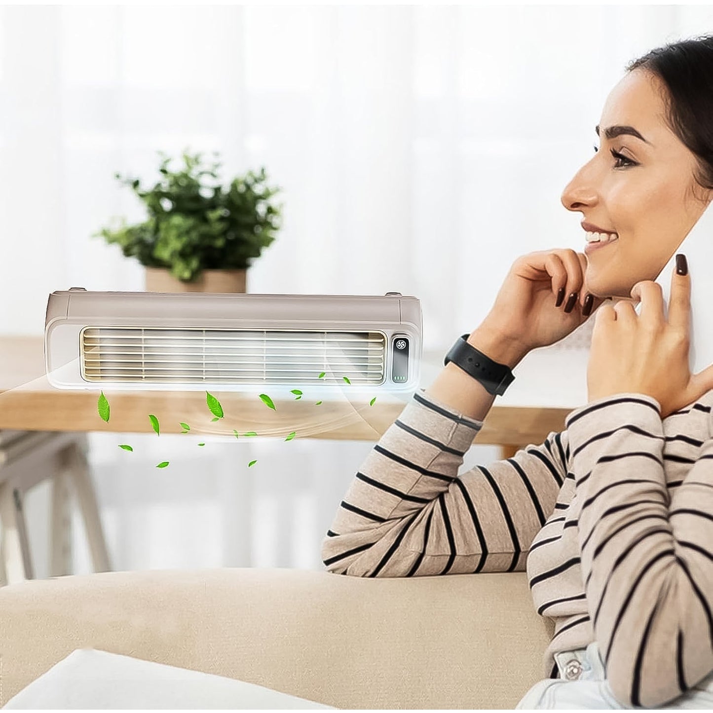 Portable Air Conditioning Cooling Fan (1 Pc  With 2 Pc Adhesive Hook)